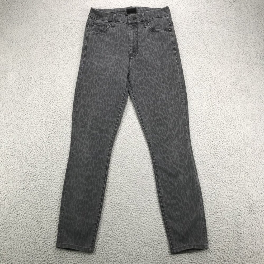 MOTHER Jeans Womens‎ Size 28 Skinny Leg High Waisted Looker Gray Bad Cat Print